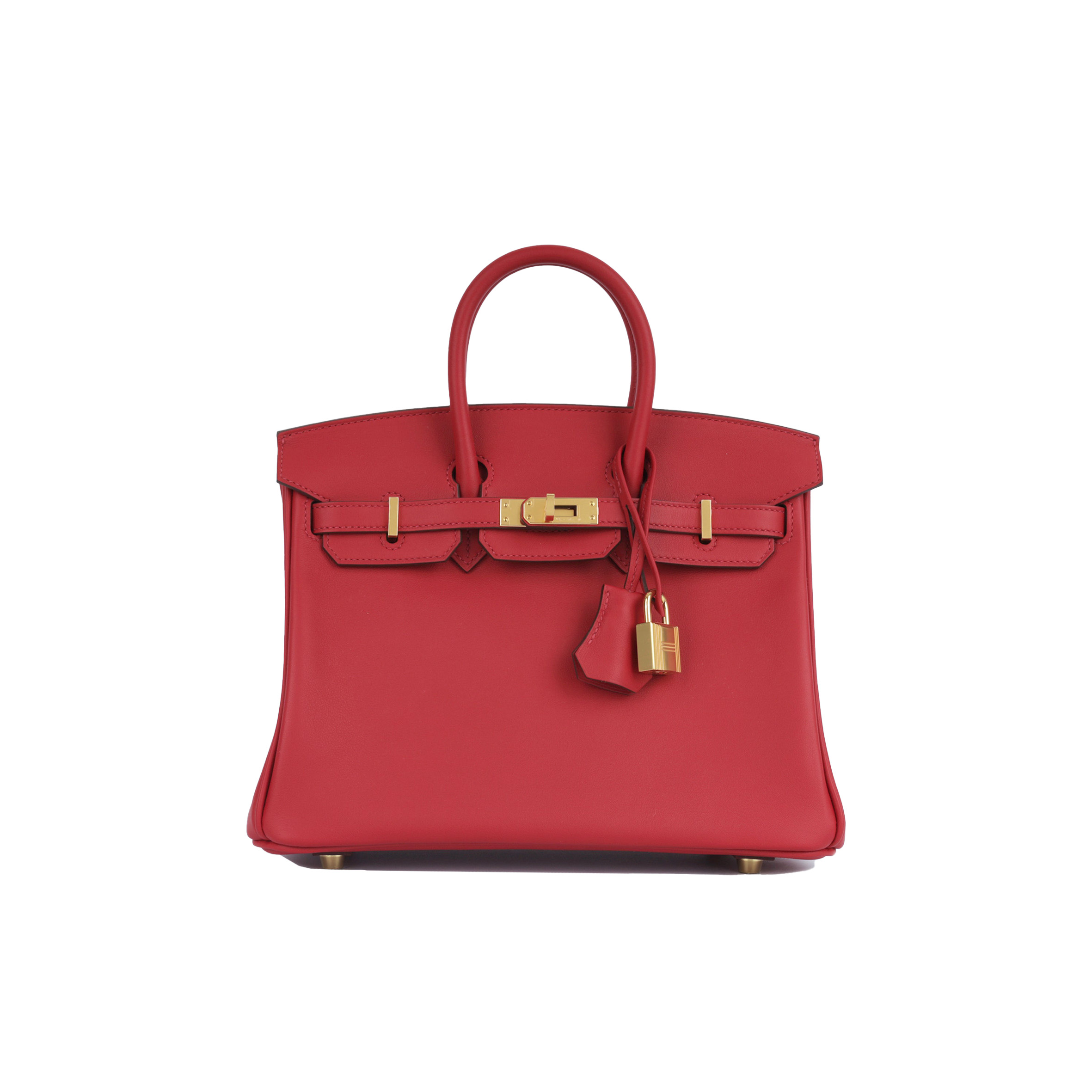 HERMES MASTER BIRKIN 25 SWIFT LEATHER FLAG RED GOLD BUCKLE H049362CK12 (25*20*13cm)